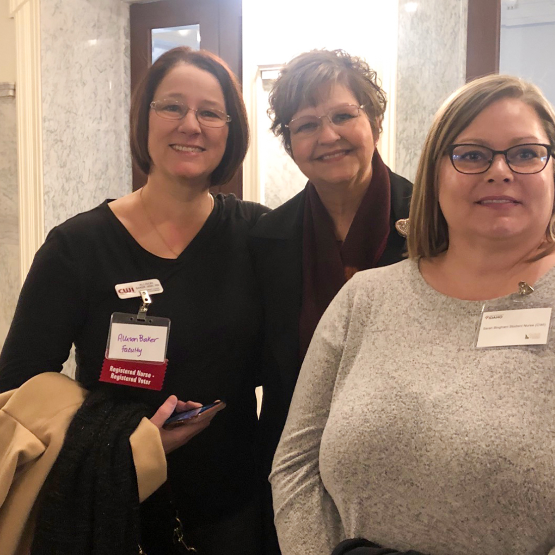Allison Baker, name, and Sarah Bingham at Nurses Day at the Capitol on Feb. 19, 2020