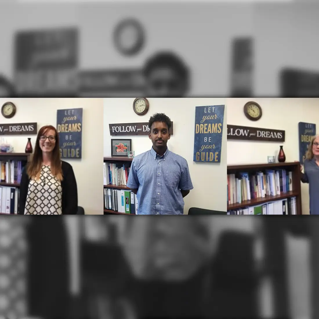 Beta Sigma Pi honor society members Kayla Young, Abdi Mohamed, and Valerie de Wolfe, chosen to receive Golden Opportunity Schola