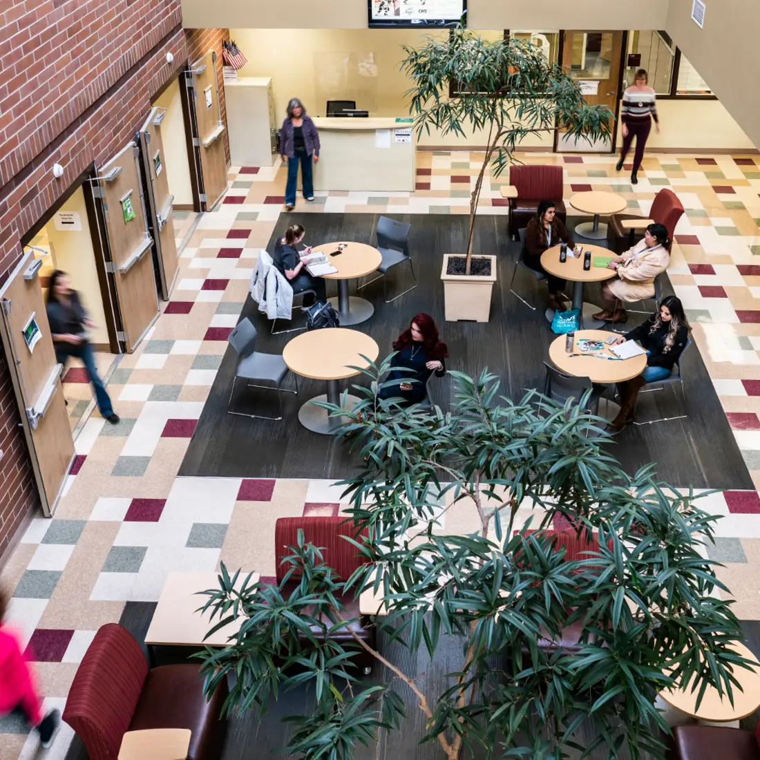 overhead view of the Canyon County Campus lobby 