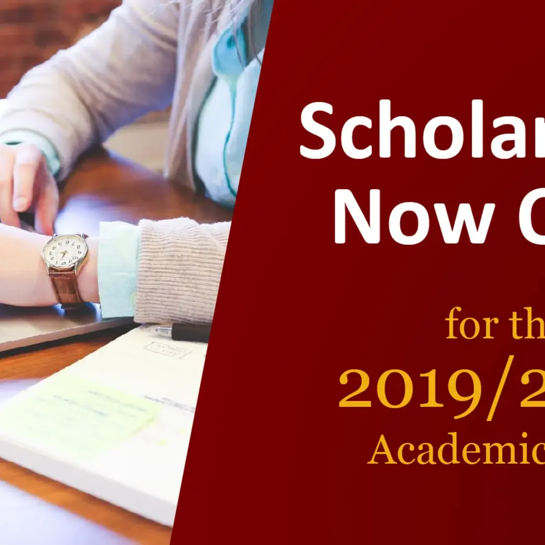 Scholarships now open for the 2019/2020 academic year. 