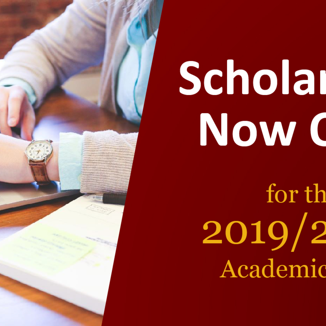 Scholarships now open for the 2019/2020 academic year. 