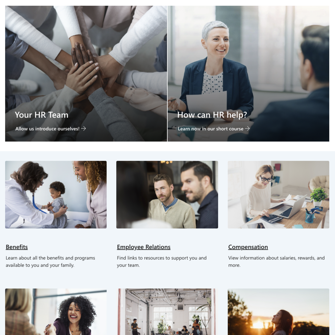 A screenshot of a new SharePoint website