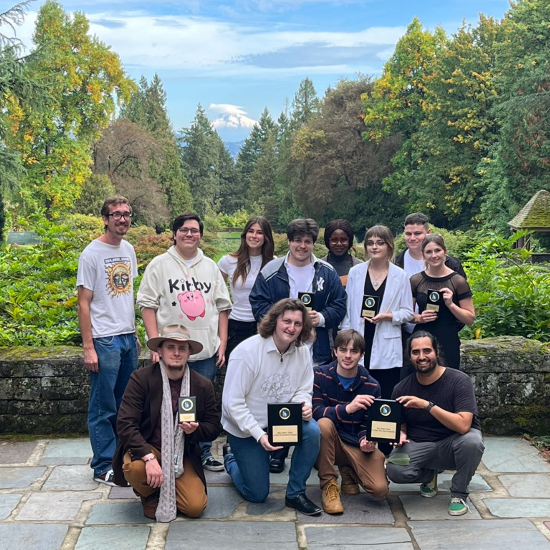 Speech and Debate in front of Mt. Hood