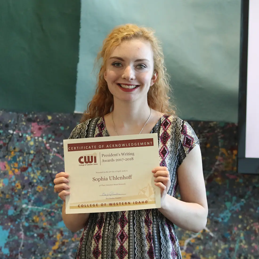 Presidents Writing Award winner 2017