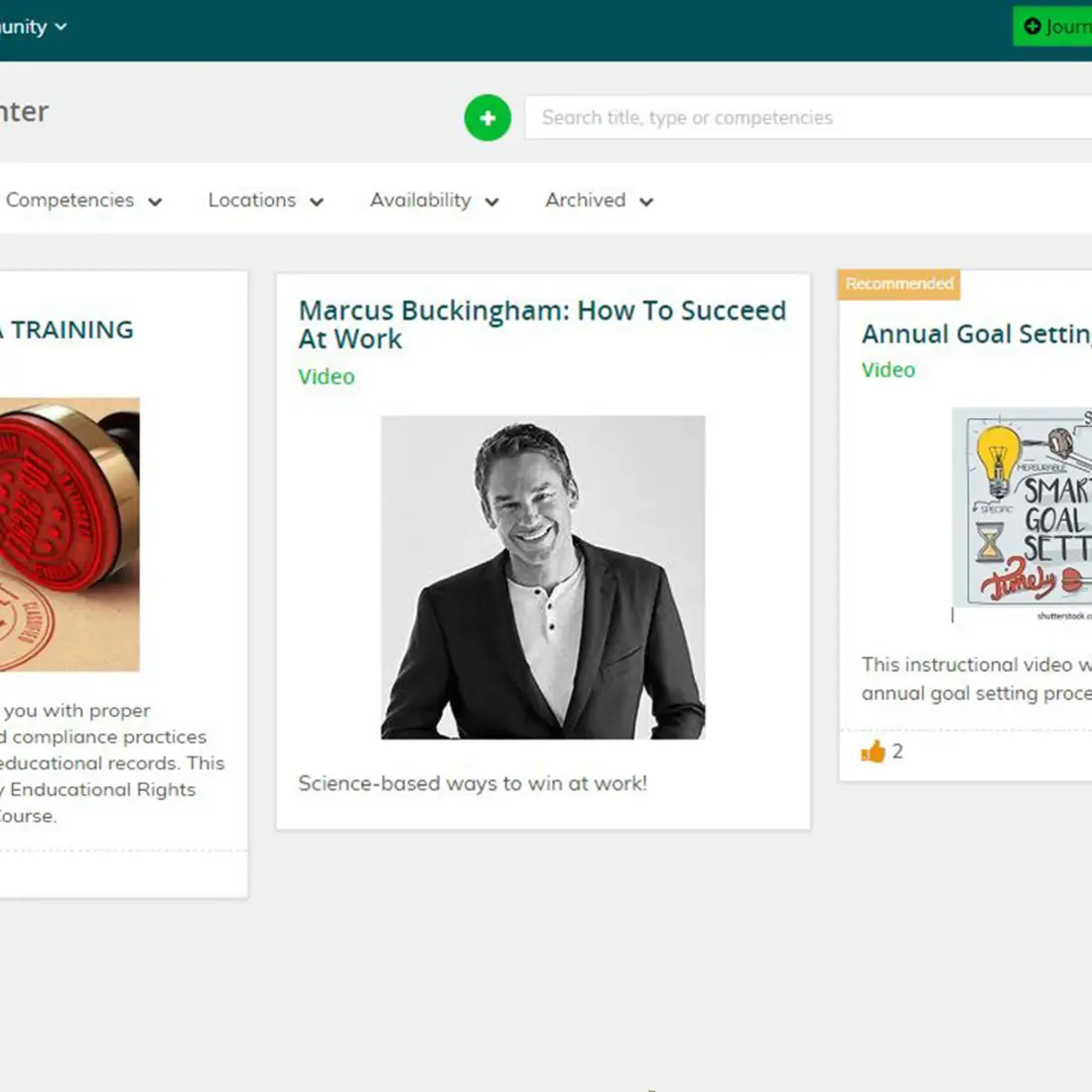 Screen shot of Virtual Learning Center