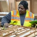 Student looks at drill core