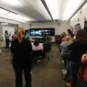 Students touring a lab