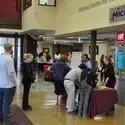 Street Team talking to students at the Micron building
