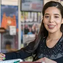Student sitting at a table studying
