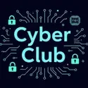 A lock with the words Cyber Club to the right of it, and a motherboard looking background in green.