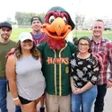 Alumni with Humphrey the Hawk at the 2018 CWI Night at the Boise Hawks