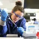 Student in a science lab