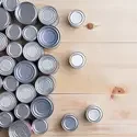 multiple canned foods for food drive donations 