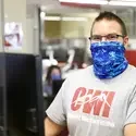 Student at One Stop Student Services wearing a mask