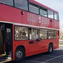 Double Decker Espresso bus in a parking lot
