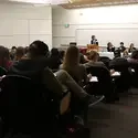 Students attending the Business of Art Symposium