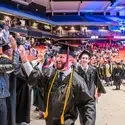 Students being congratulated by faculty and staff as they exit CWI's 2019 Commencement ceremony