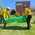 Wildland fire recruits training outside the Nampa Campus Academic Building