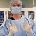 Surgical Technology student giving a thumbs up. 