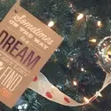Christmas tree with Dream card and ornaments