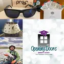 Pictures of auction items and Opening Doors logo