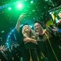 Students taking selfie at graduation