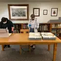 History Capstone class students from CWI searching Idaho State Archives