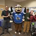 Steelheads mascot Blue with CWI students