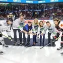 Puck drop with Trustees and students