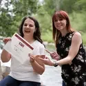 Rebecca Sharp, winner of this year’s Mom’s Next Move on-air scholarship promotion, and Michelle Heart from 107.9 Lite FM.