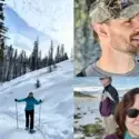 Employees pictured snowshoeing and hiking during the Move More Employee Wellness Challenge