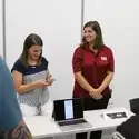 CWI's Sarah Strickley, right, participates in an Onramp event at the Idaho Digital Learning Alliance in 2019.