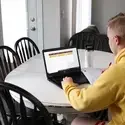 Student working online from home