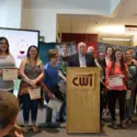 2019 President's Writing Award winners with President Glandon during the 2019 Connections Project