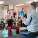 Students on yoga balls in the Physical Therapist Assistant program