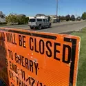 Road closure sign