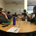 Student in the new COMM 273 class, Media News Writing and Reporting. 
