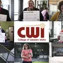 Collage of students with Because of CWI signs with personal messages