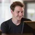Student sitting at a computer