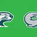 A graphic of two otters are displayed over a green background.