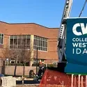 Exterior sign installation at CWI's Canyon County Center
