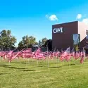 NCAB west lawn decorated for Veterans Day