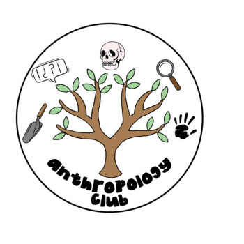Tree with anthropology symbols and text stating Anthropology Club