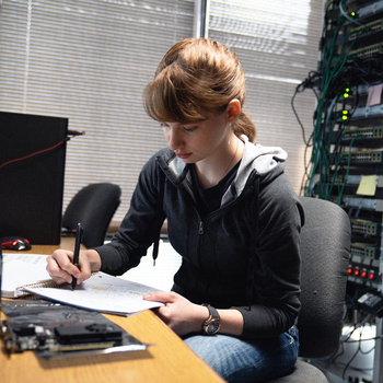 Cybersecurity student working