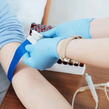 Person getting ready to donate blood