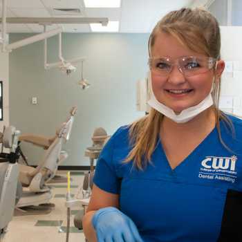 Female student in a classroom lab