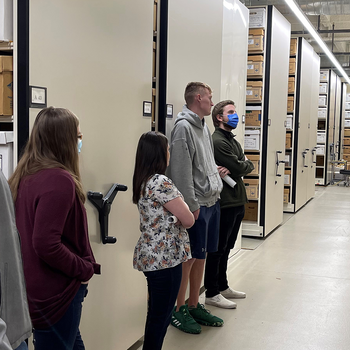 CWI History students touring Idaho State Archives