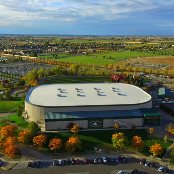 Overhead view of the Ford Idaho Center and surrounding area