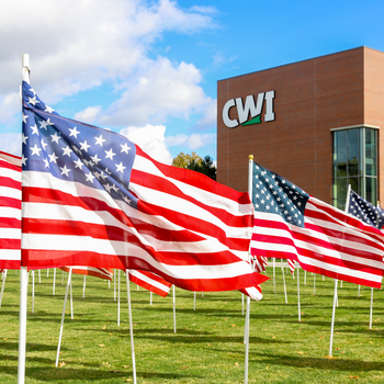 American flags at CWI