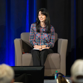 Kaylene Cecil sits at a chair
